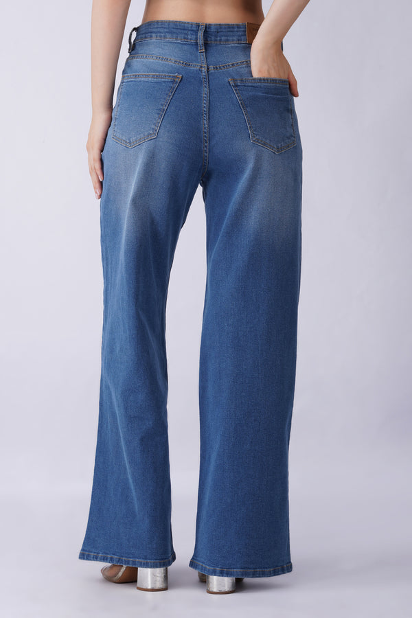 1165 WIDE LEG JEANS -MID BLUE