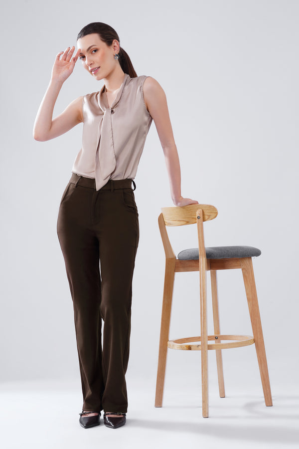 SMARTFLEX STRAIGHT FIT TROUSER - COFFEE