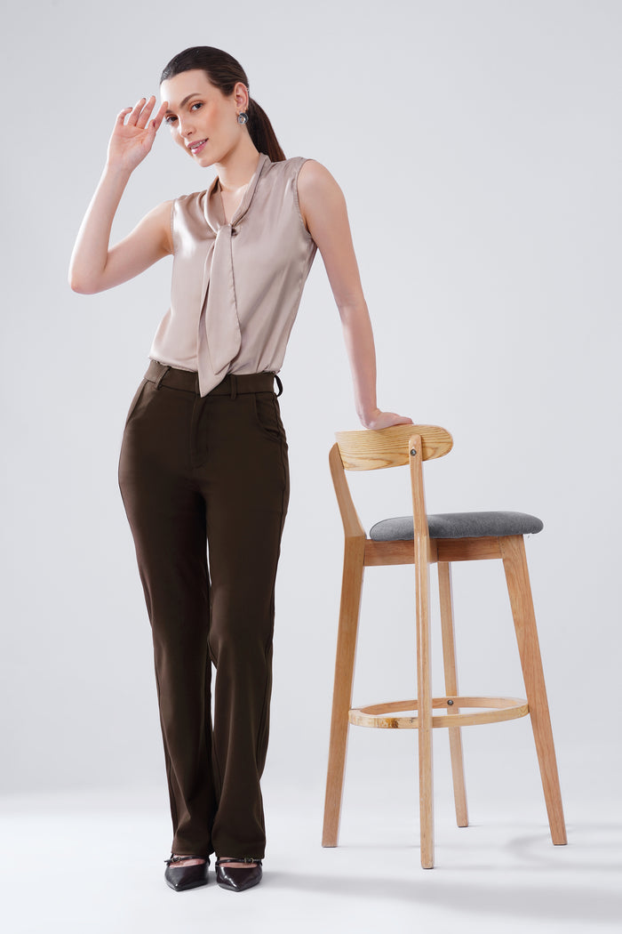 SMARTFLEX STRAIGHT FIT TROUSER - COFFEE
