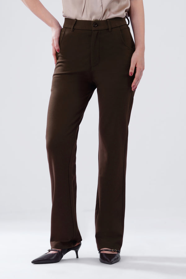 SMARTFLEX STRAIGHT FIT TROUSER - COFFEE