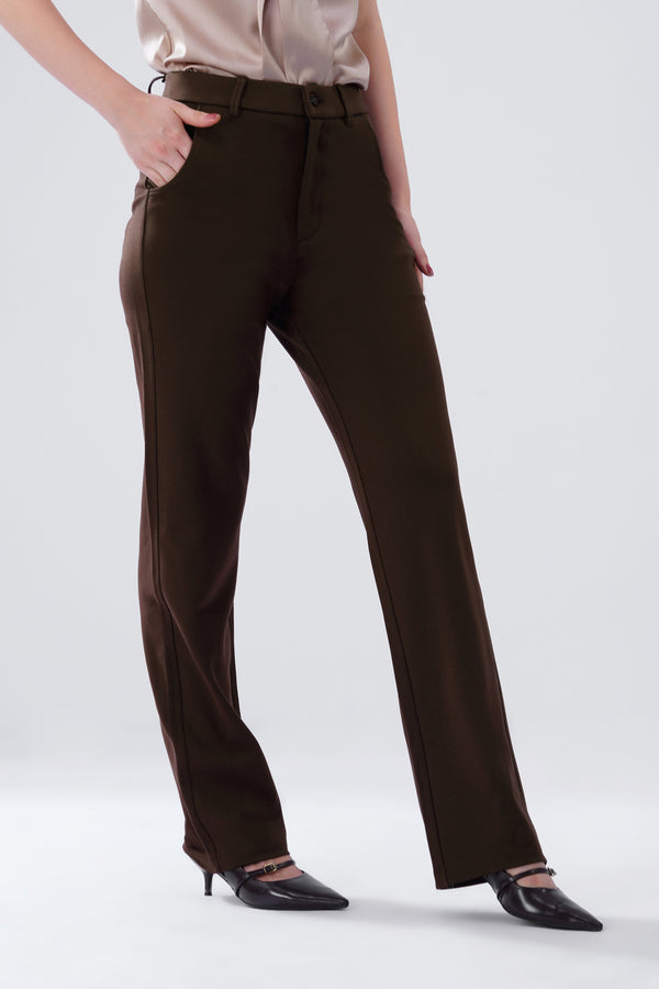 SMARTFLEX STRAIGHT FIT TROUSER - COFFEE