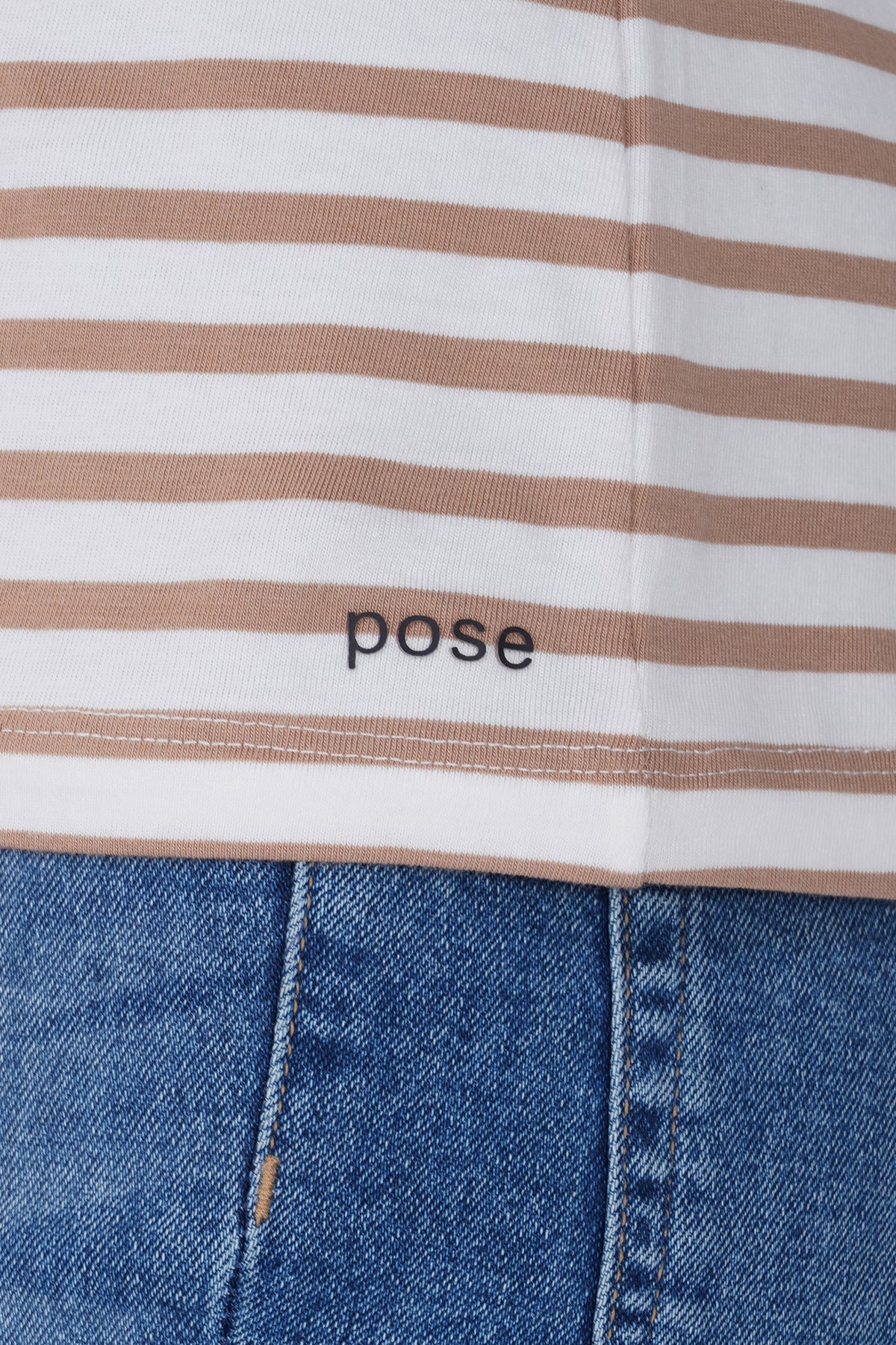 STRIPE COTTON T-SHIRT - WHITE & BRUSH