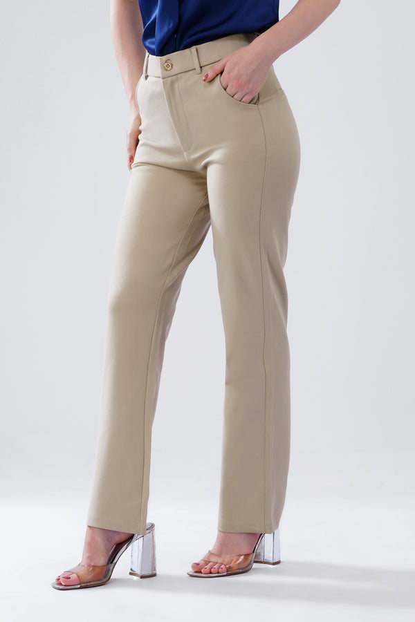 SMARTFLEX STRAIGHT FIT TROUSER - BEIGE