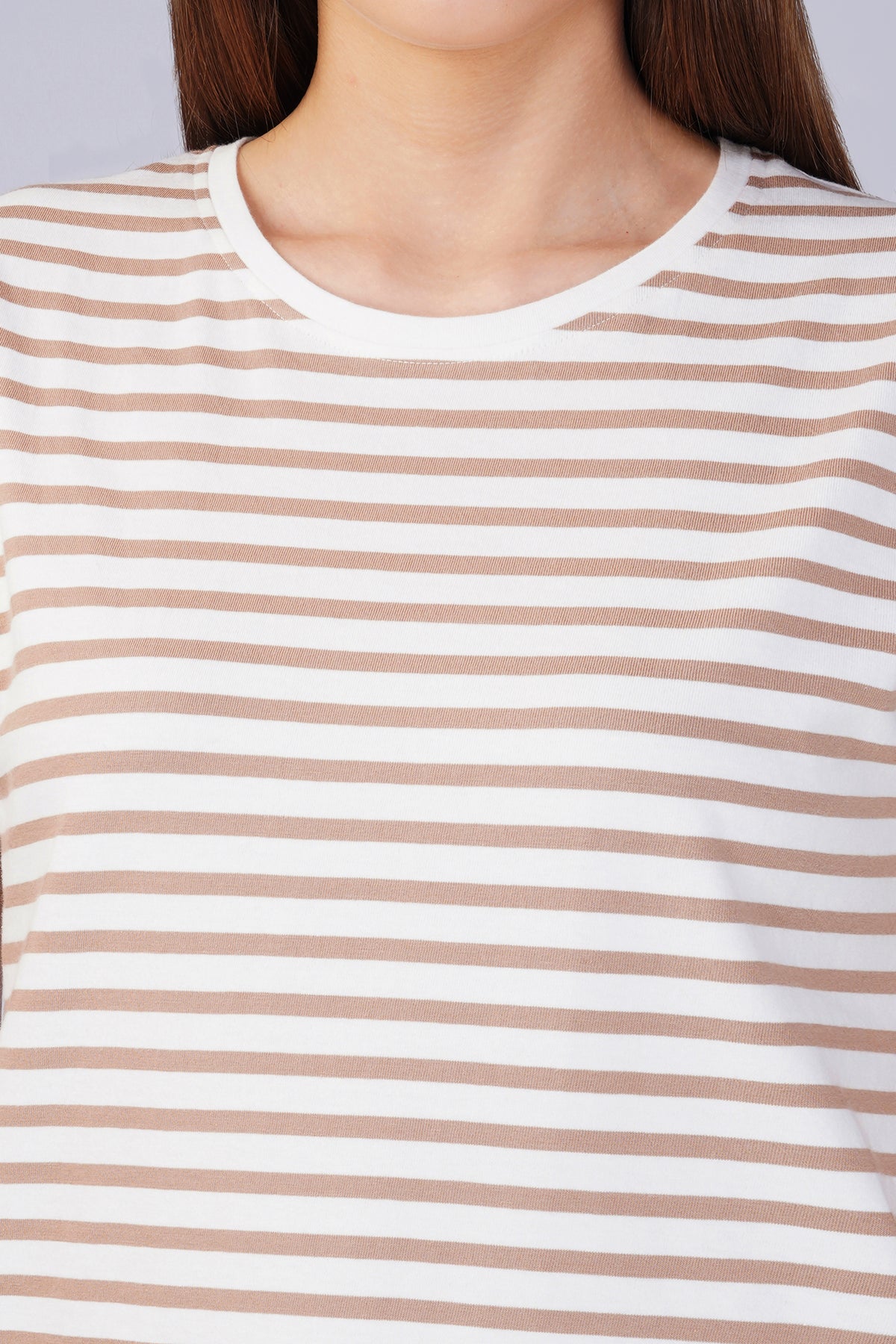 STRIPE COTTON T-SHIRT - WHITE & BRUSH