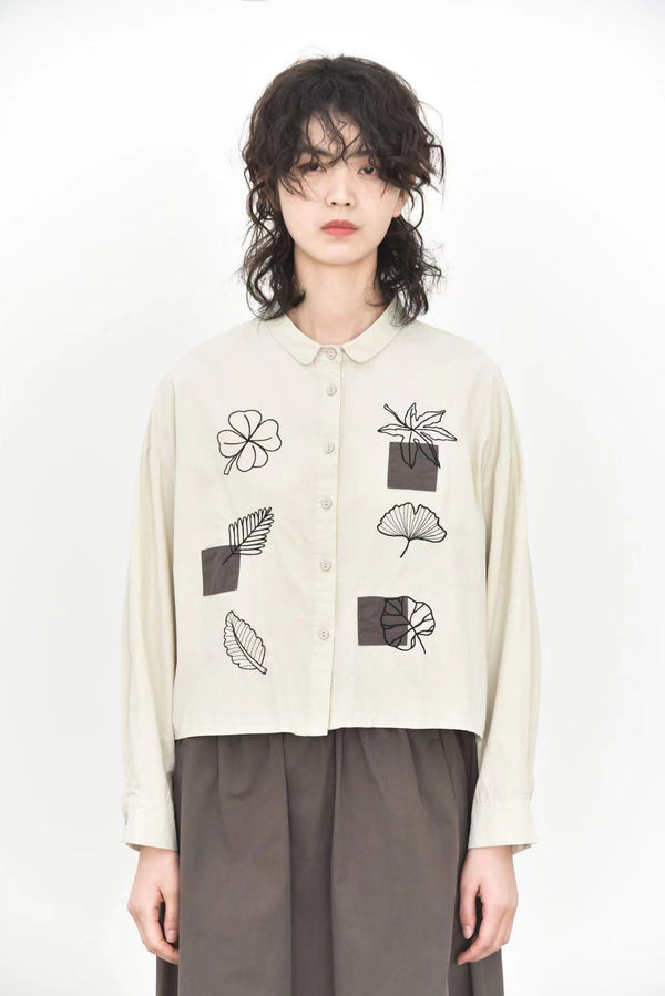 Cropped Length Cotton Shirt Nature