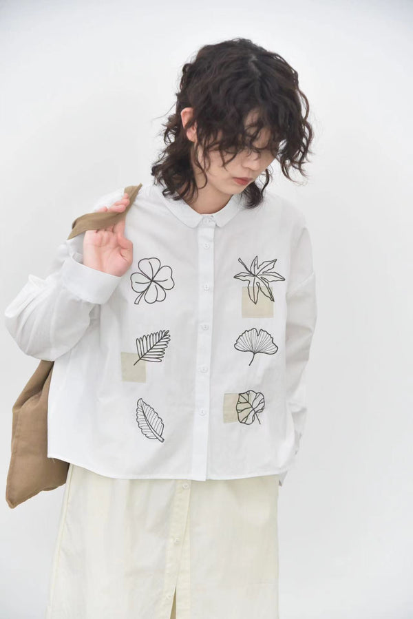 Cropped Length Cotton Shirt Nature