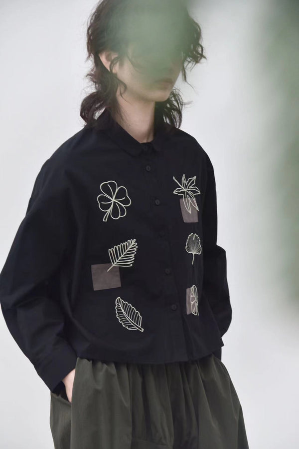 Cropped Length Cotton Shirt Nature