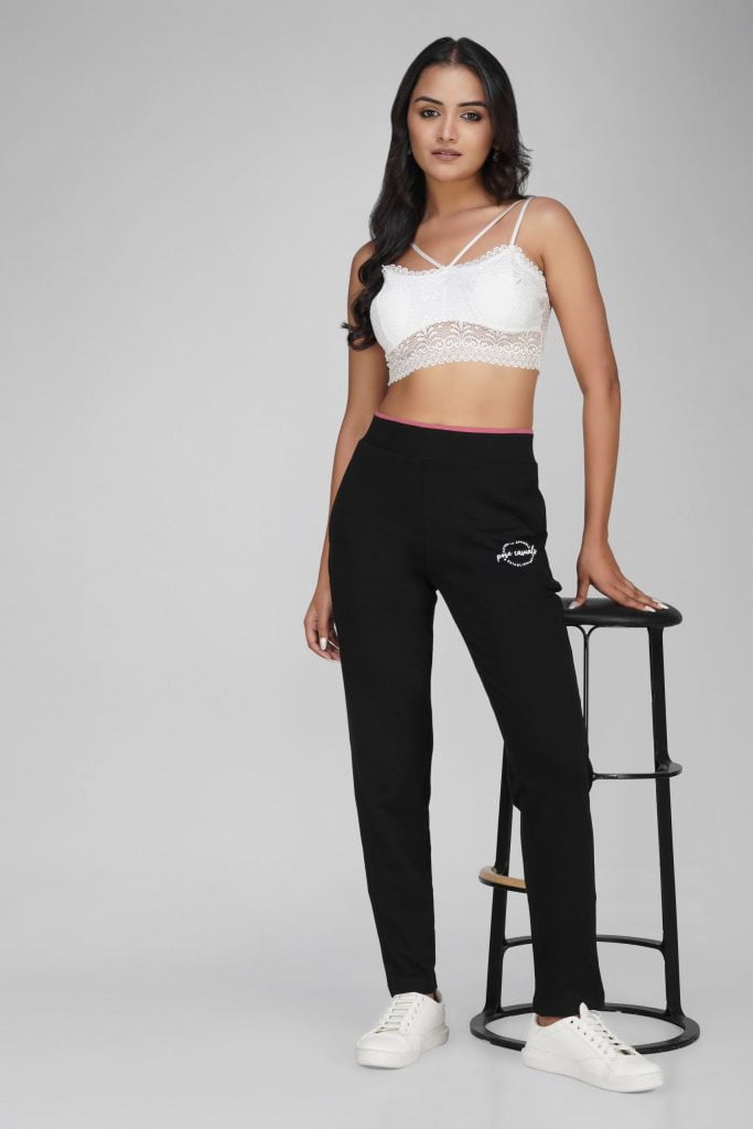 WOMEN RIB COTTON TRACK PANT