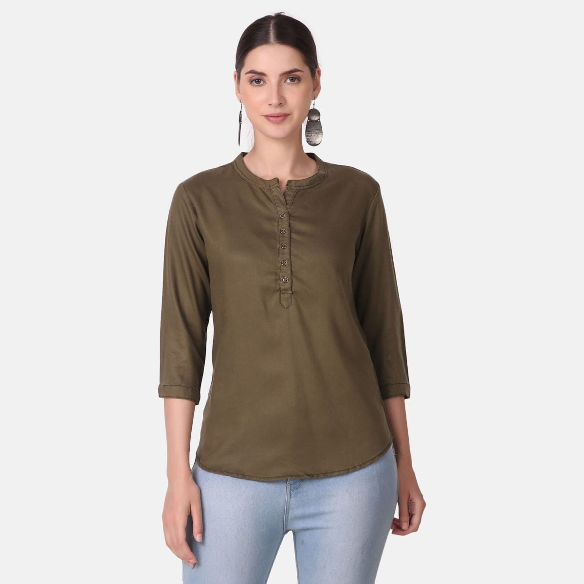 100% MODAL TENCEL SOLID TOP - Olive