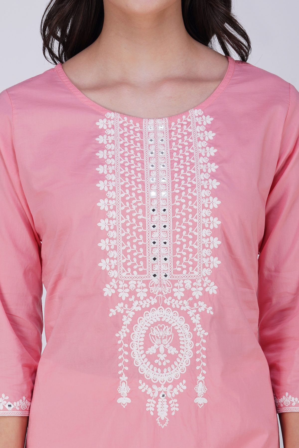 MODISH EMBROIDERED LITE DENIM STRAIGHT KURTA