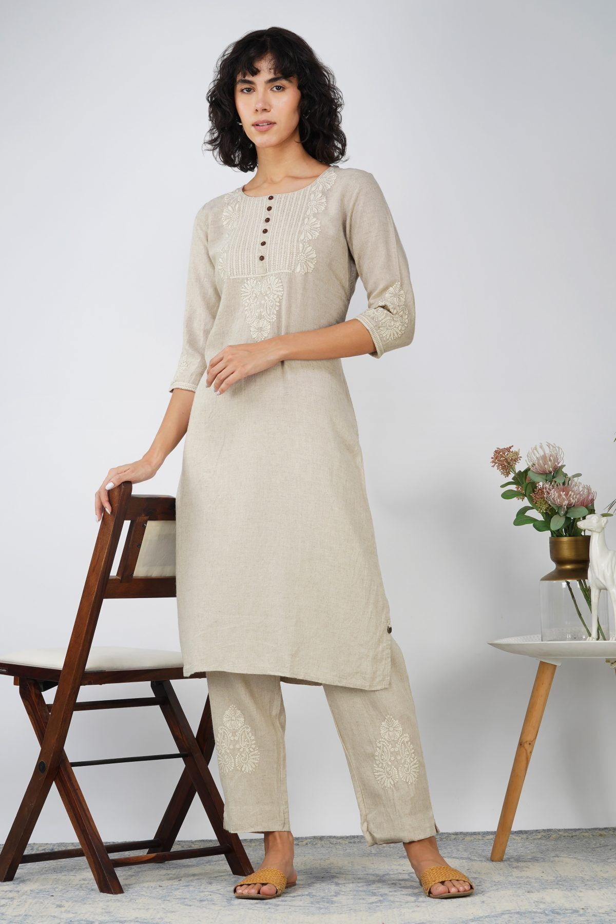 REGAL EMBROIDERED CASUAL KAHDI CO-ORD SET