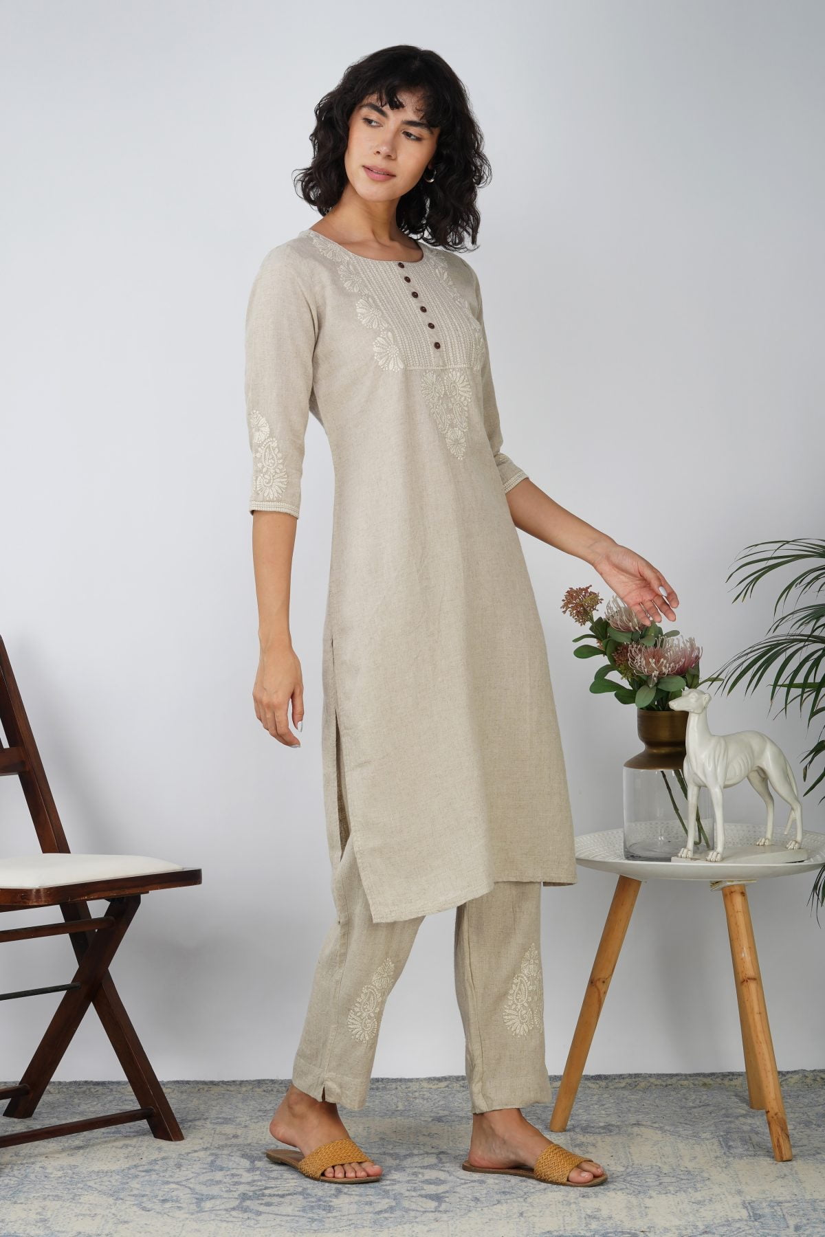 REGAL EMBROIDERED CASUAL KAHDI CO-ORD SET